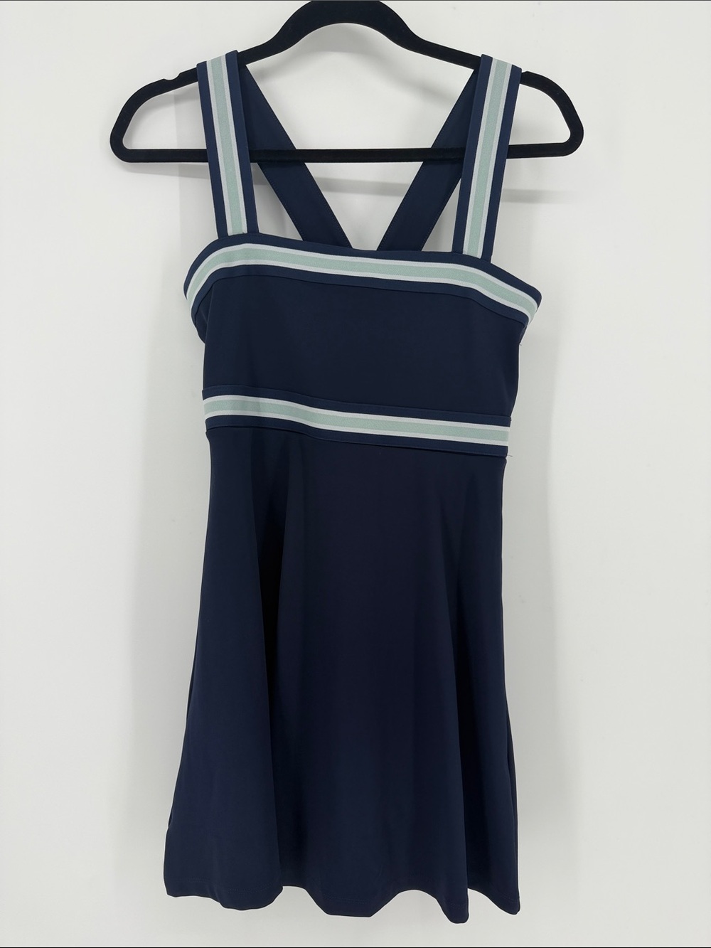 Lou & Grey Navy Striped Strap Skater Skort Athletic Dress MP